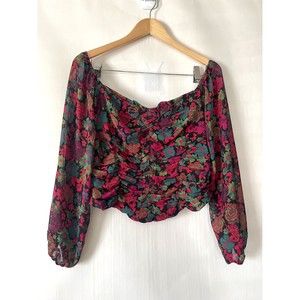 FREE PEOPLE Oh La La Floral Bodice Top, Square Neck, Size: Large - $128 NWT